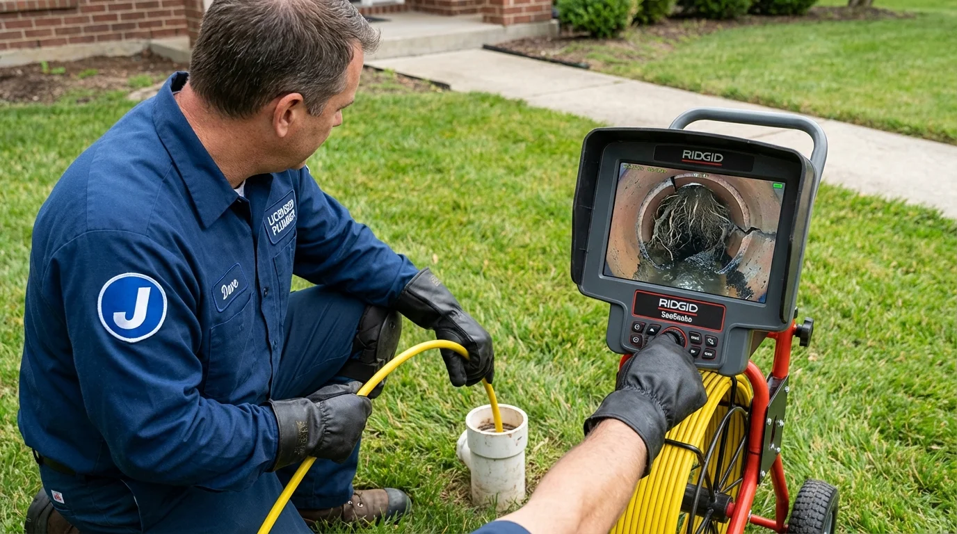 Sewer camera inspection being performed by Johns Plumbing LLC in Belle Rose