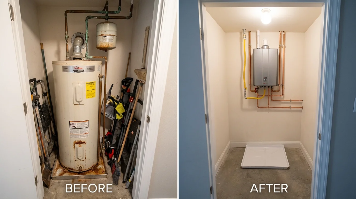 Tank water heater versus wall-mounted tankless unit comparison for Belle Rose, LA homeowners